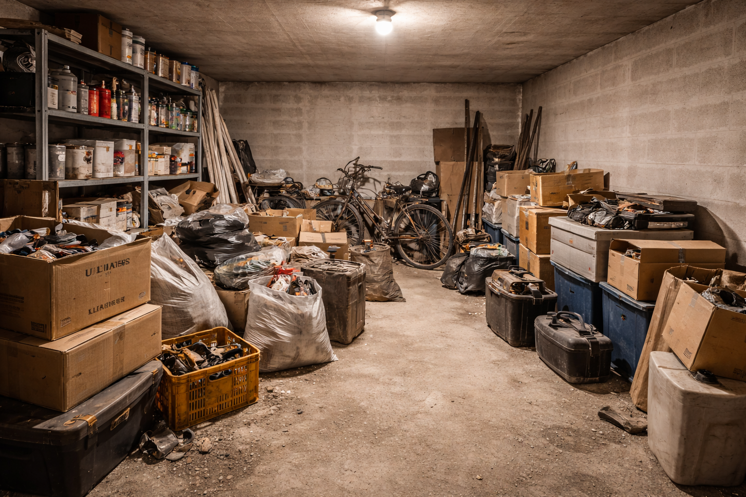cave encombrée avant débarras à Castelnau-le-Lez
